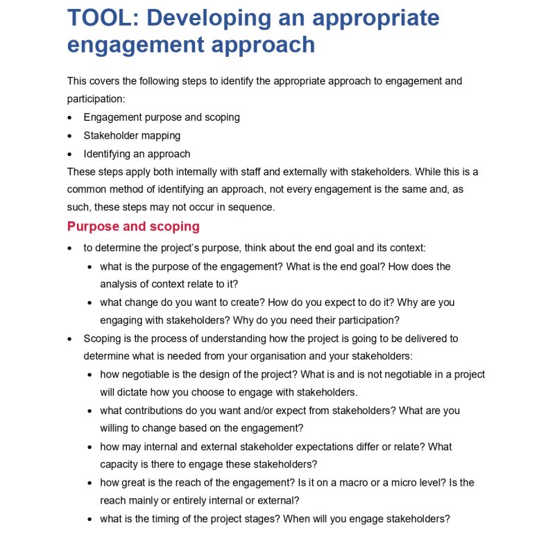 Developing an appropriate engagement approach