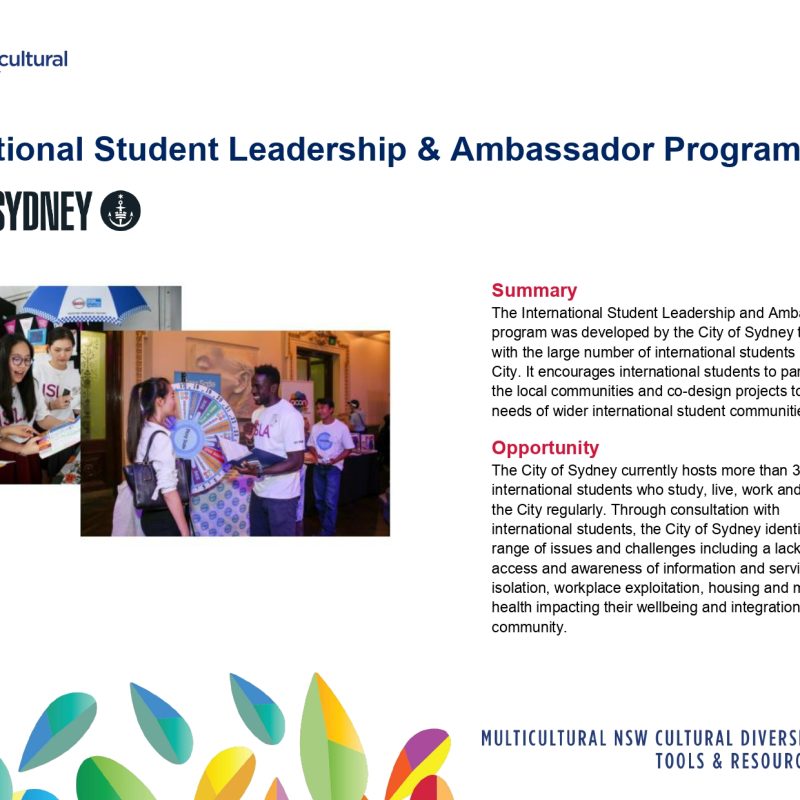 International Student Leadership & Ambassador Program – City of Sydney