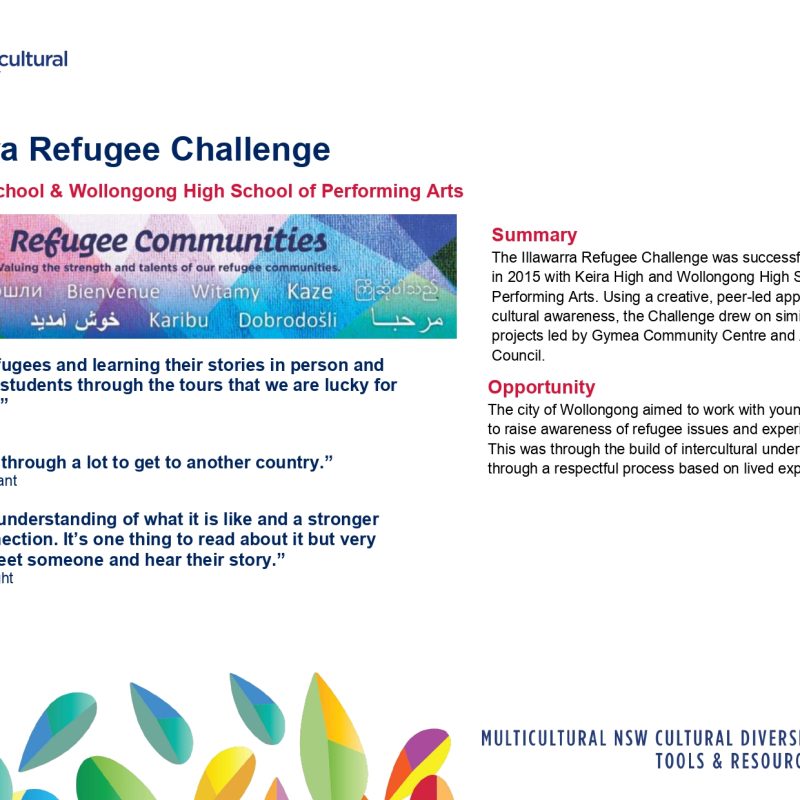 Illawarra Refugee Challenge – Keira High and Wollongong High School of Performing Arts